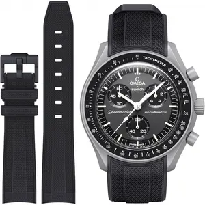 Strap for Omega x Swatch MoonSwatch/Rolex Watch 20mm,Soft Silicone Omega X Swatch Moonswatch Speedmaster Replacement Strap,Curved No Gap Moonswatch Swatch strap for Men Women (Watch not included)-USA