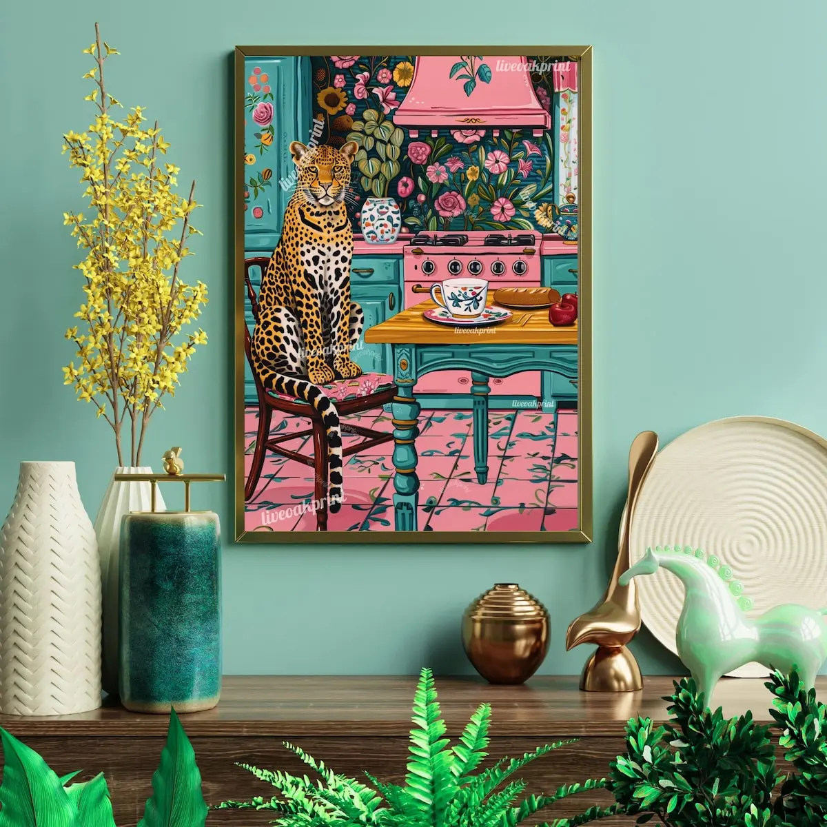 Unframed, Room Decor, Kitchen Leopard Print - Leopard Kitchen - Maximalist Wall Art - Leopard Print - Leopard Wall Art - Jungle Decor - Maximalist Kitchen Print | 5 size, 8x12 to 27x40 inch