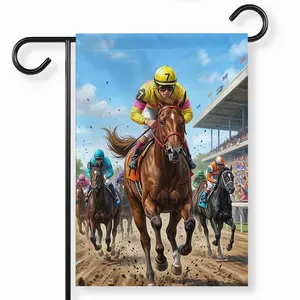 Horse Racing Garden Flag Double Sided, Kentucky Derby Decor Rose Horse Race Outdoor Yard Sign