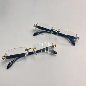Edgy Gothic Style Rimless Glasses Metal Cross Detail Streetwear Eyewear for Men and Women Cool Aesthetic Shades