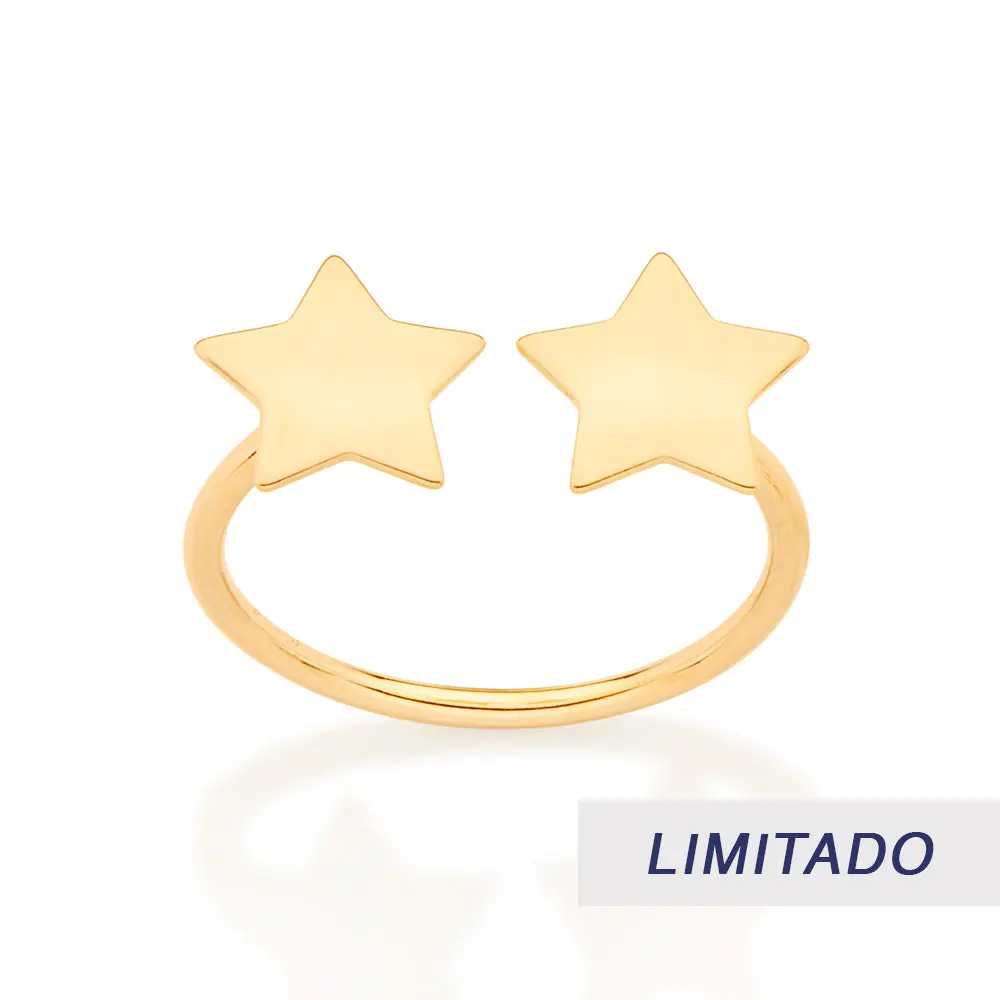 GOLD DOUBLE STAR ADJUSTABLE RING