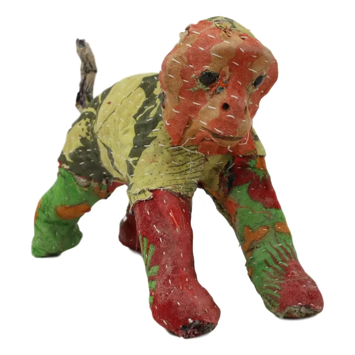 Playful Jungle Wildlife Paper Mache Figurine, Hand-Crafted with Patterned Sari Fabric, Home Decor Statue for Room Decor, Figurines & Miniatures