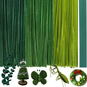 300 Pieces Green Pipe Cleaners with 20 Pieces Flower Stems Chenille Stems for DIY Art and Craft Projects Creative Gift Party Decorations