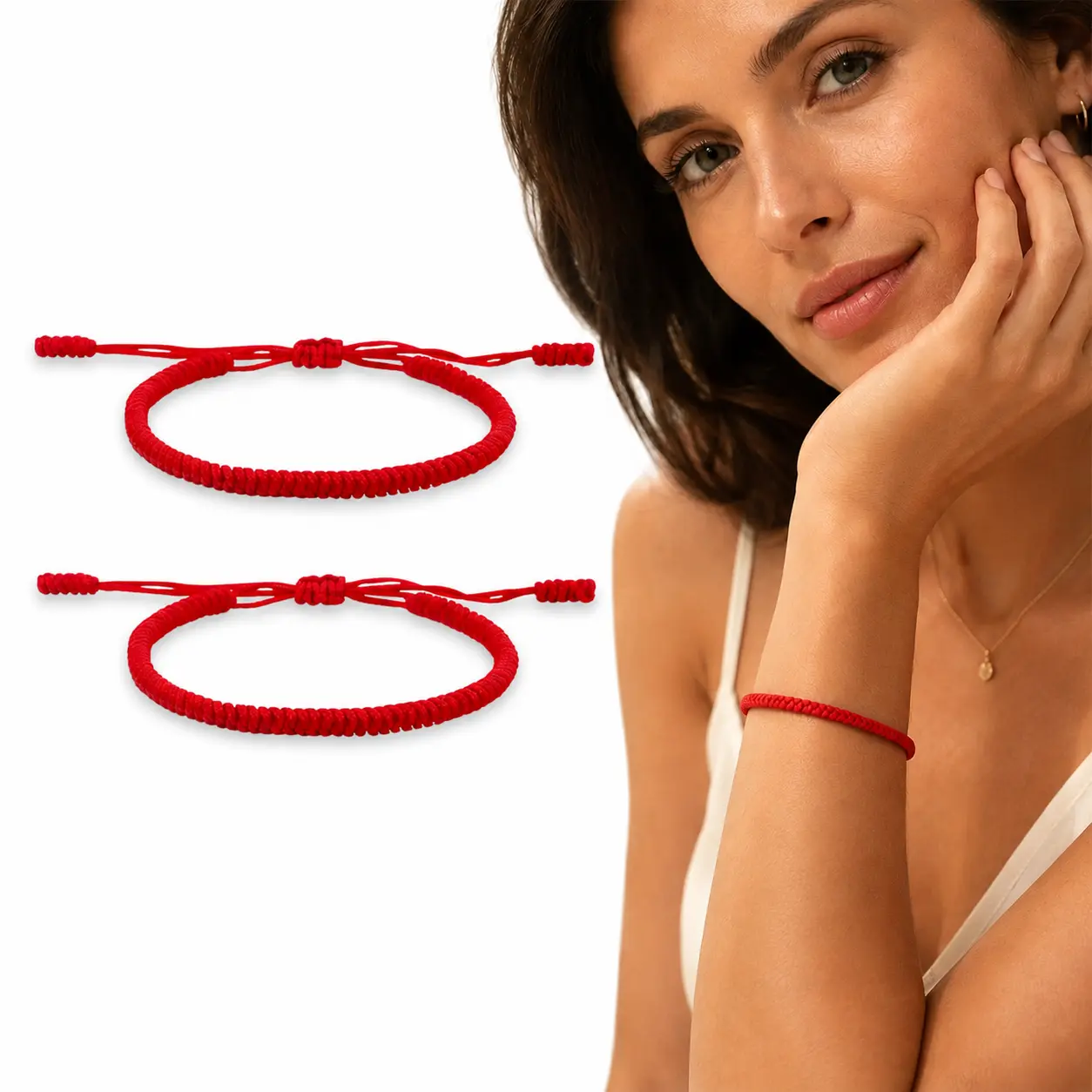 Best selling TikTok bracelet：2 PCS Red String Bracelet | Adjustable Size (6–9.5 inches) Red Protective Bracelet,  Destiny Bracelet, Hand Woven Kabbalah Style Vajra Knot Bracelet; Unisex, Minimalist and stylish Suitable for Daily Wear