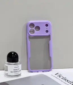360 Full Body Clear Phone Case with Color Edge, Acrylic Back TPU Bumper PET Front Cover, Shockproof Protective Cover for iPhone 12-17 Series