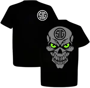Sig Sauer Skull Green Eyes T-shirt, Tactical Gear Unisex, Gift For Him, Made in USA, Graphic tshirt, Full Size, Full Color