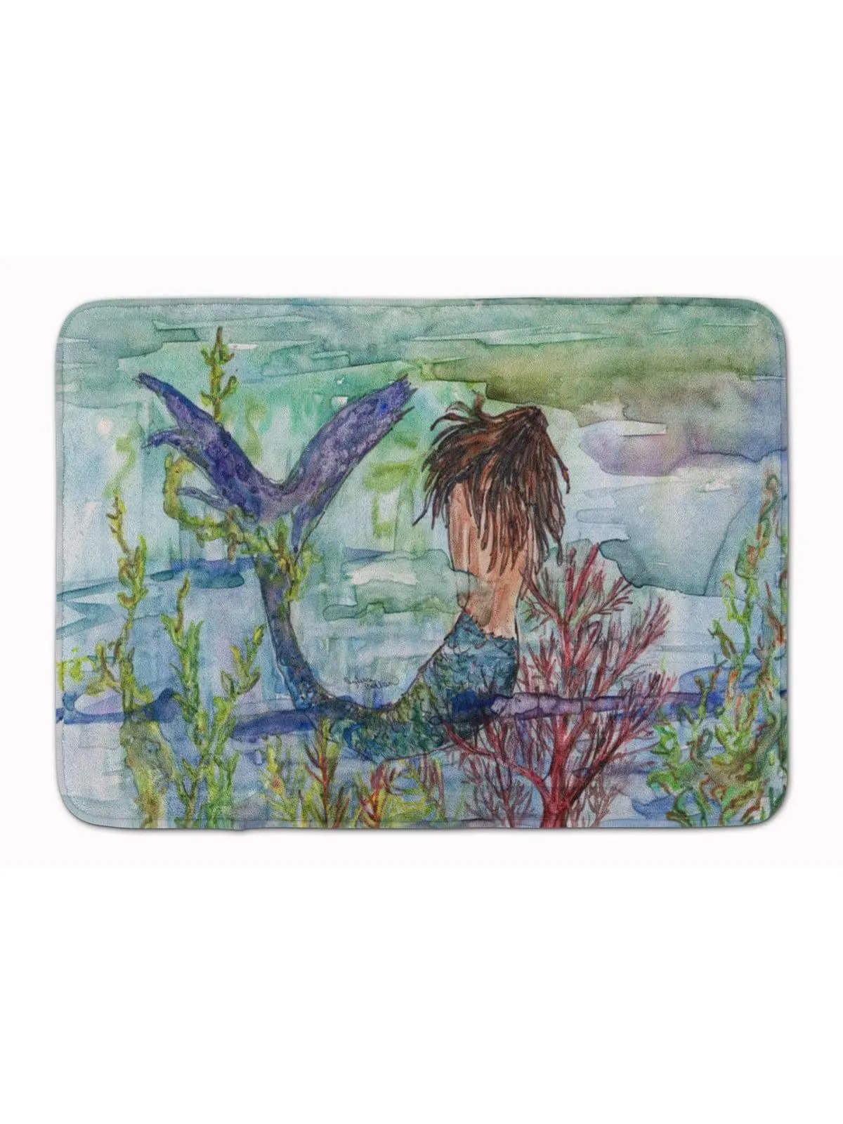 Carolines Treasures 8973RUG Indoor Brunette Mermaid Coral Fantasy Mat, 19" h x 0.25" w x 27", Full-Cushion Memory Foam, Machine Washable