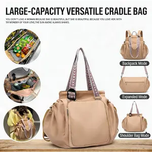 Fashionable, Simple And Versatile Cradle Travel Storage Women'S Backpack,Multifunctional Textured Backpack, Casualand Versatile Trendy Shoulder Bag, Suitablefor Shopping, Travel Storage And Otherscenarios, Zipper Backpack