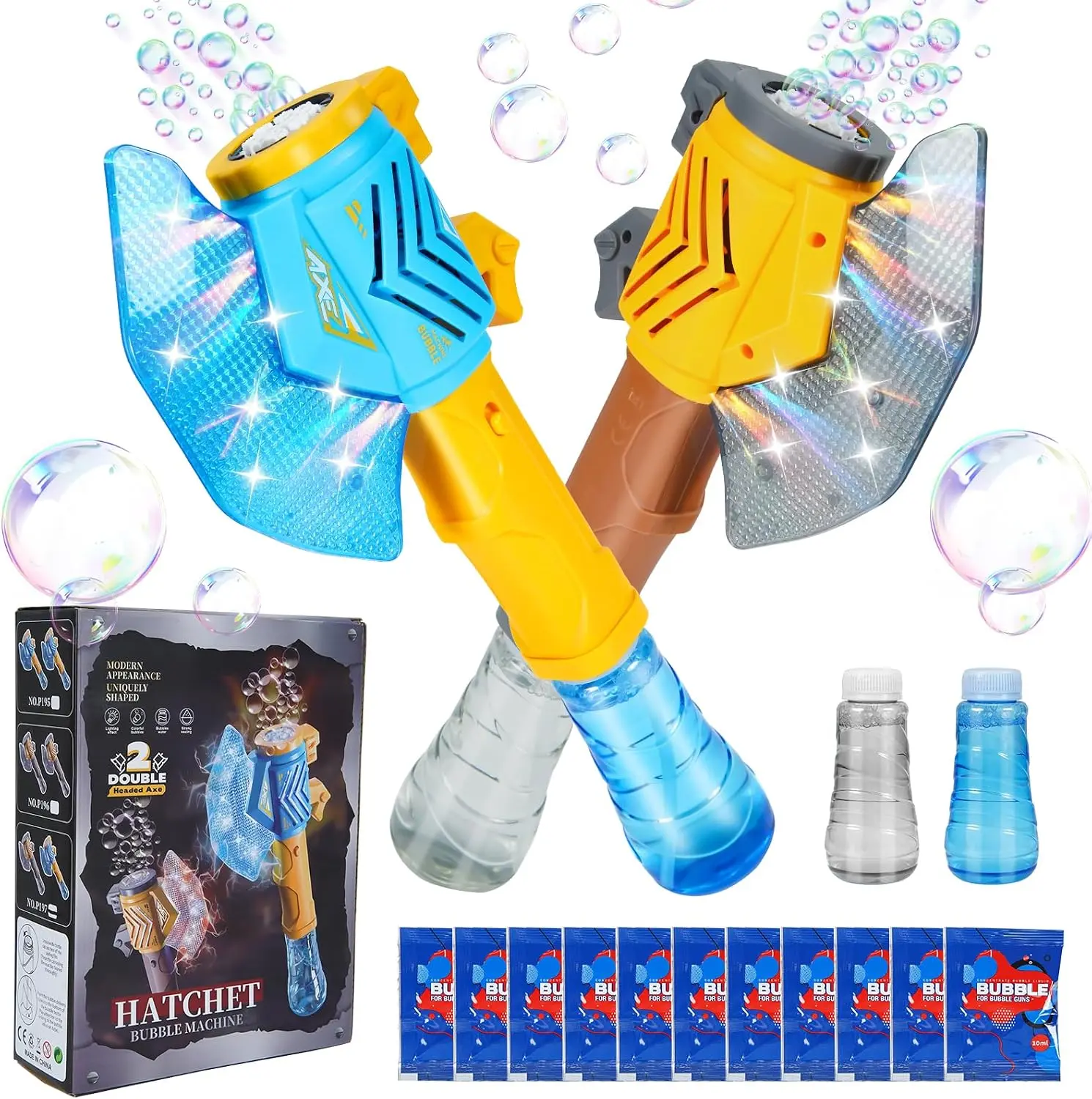 Children's Bubble Machine Gun, Sparkling Bubble Stick Toys, 2-Pack Summer Gifts for Kids, Ideal for Birthday Parties & Backyard Play