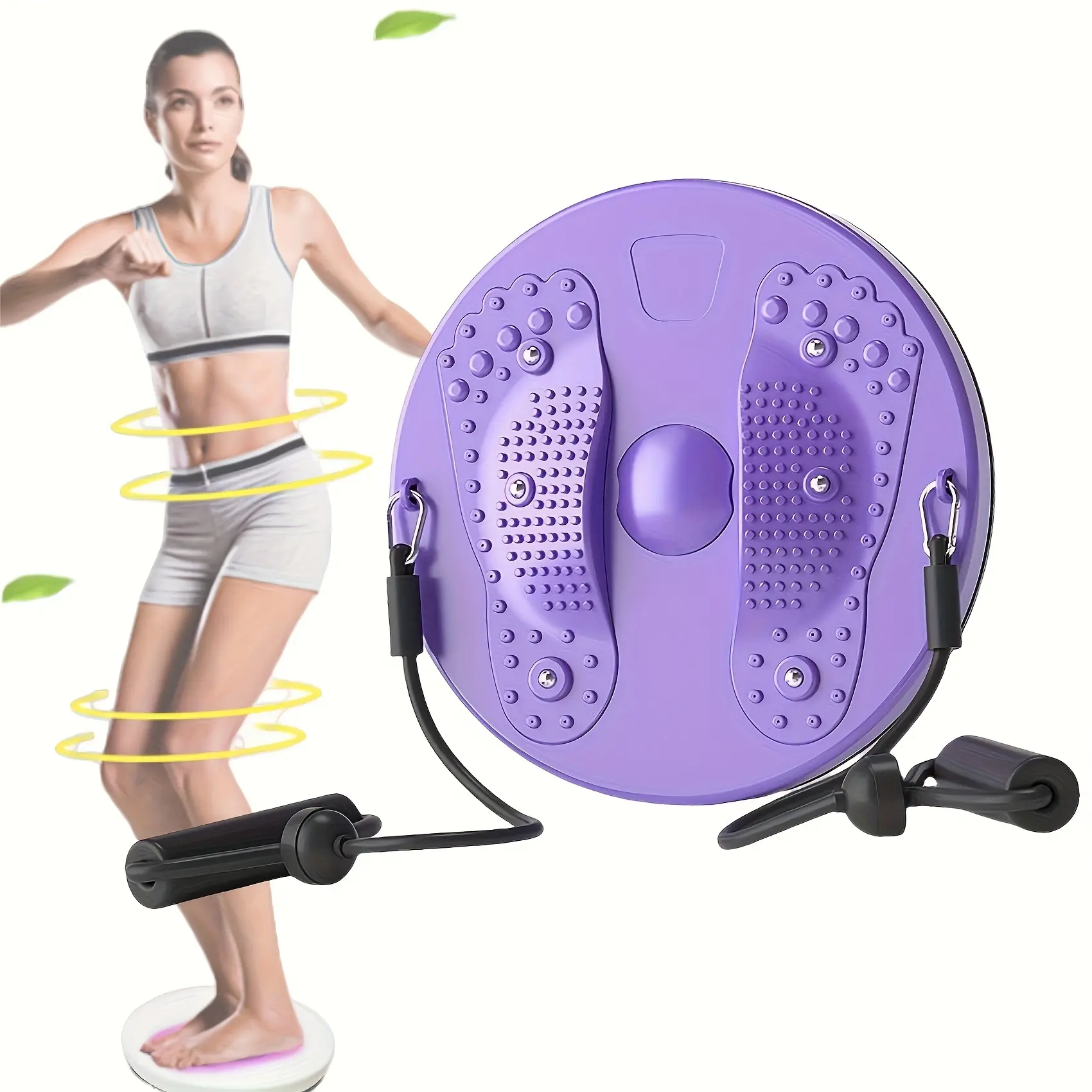 [Office Fitness] Magnetic Twist Wheel Waist Twister with Resistance Rope Abdominal Trainer Home Lazy Fitness Equipment No Power Required Silent Lifting Hips and Slimming Waist Purple