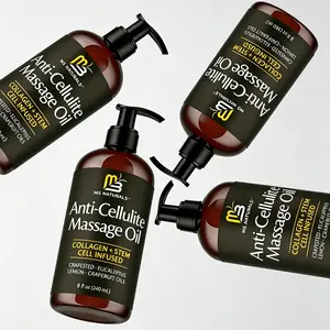 M3 Naturals Cellulite Massage Oil 8oz Each - Topical Collagen & Plant Stem Cell Body Oil for Smooth Texture & Elasticity