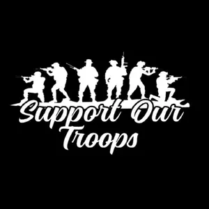 Support Our Troops Vinyl Window Decal Sticker for Car Rear Window, Easy Peel and Stick, Quality Cut Vinyl, No Background, Perfect for Vehicle, Boat, RV, Office, and Laptops