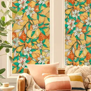 1pc Lily Pattern Removable Window Film, UV Protection & Light Blocking, Static Cling Glass Sticker for Door & Window Decorations