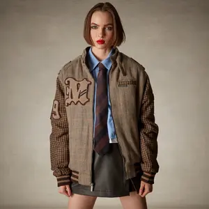 Members Only Women's Oversized Tweed Varsity Jacket