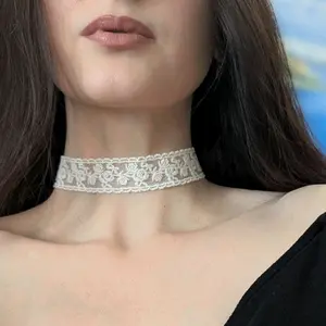 White roses lace choker necklace, bridal lace choker, lace jewelry