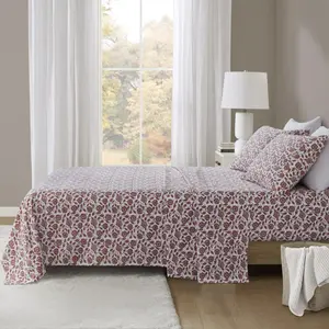 Beautyrest BR20-4672 81 x 96 x 0.13 in. Oversized Cotton Flannel Sheet Set, Rust Floral - Full Size - 4 Piece