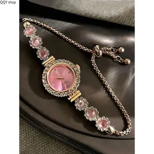 Women's Elegant Crystal-Decor Quartz Watch, Luxury Rhinestone-Inlaid Analog Wristwatch, Slim All-Match Timepiece, Stylish Dress Jewelry Watch (No Box) – Ideal for Daily Casual Wear, Party Use, Gifting (Sports & Outdoor Accessory), Watches