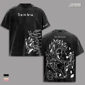 Senku Ishigami Dr. Stone Anime Shirt, Science King Graphic T-Shirt, Stone World Manga Artwork, Vintage Washed Oversized Streetwear Tee, Double Print Heavy Cotton Unisex Fan Gift Gym Merch