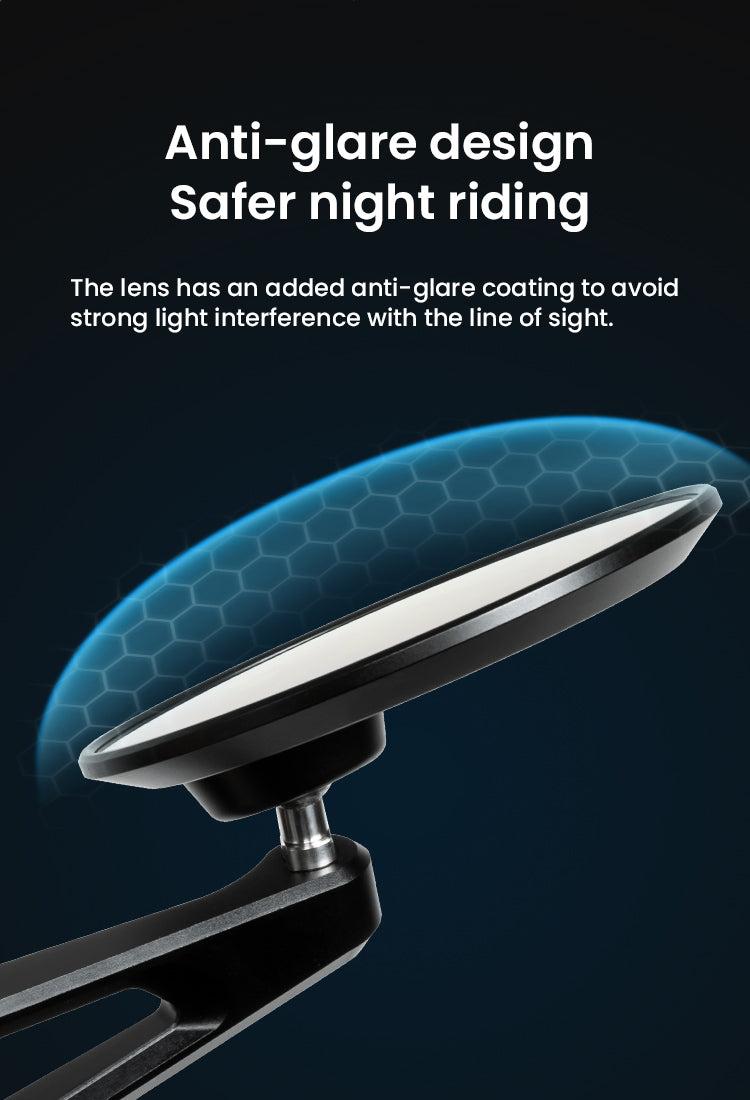 RM01 CNC Aluminum Rearview Mirror – Wide-Angle Spherical Lens, Anti-Glare, Folding Design