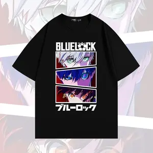 Blue Lock Iconic Striker Eyes T-Shirt | Nagi Isagi Bachira Triple Character Panel, Oversized Heavyweight Cotton Unisex Streetwear, Father's Day Gift for Soccer Anime Fans