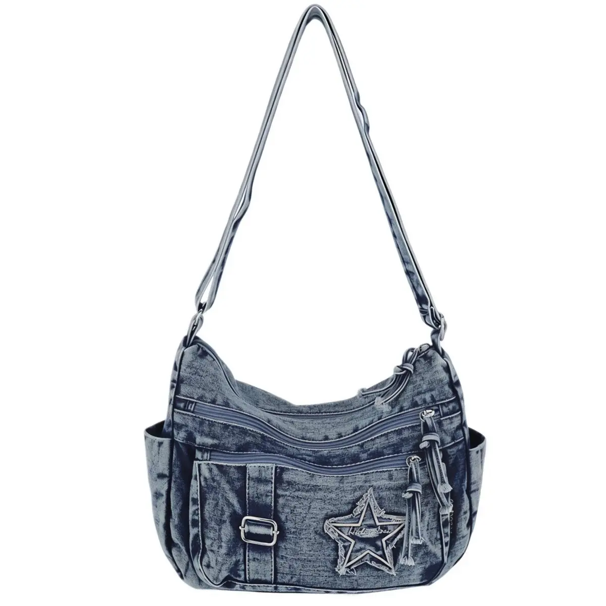 ALIKPOP Women's Denim Crossbody Bag - Y2k Cute Jean Vintage Grunge Cloth Handbag with Multiple Pockets