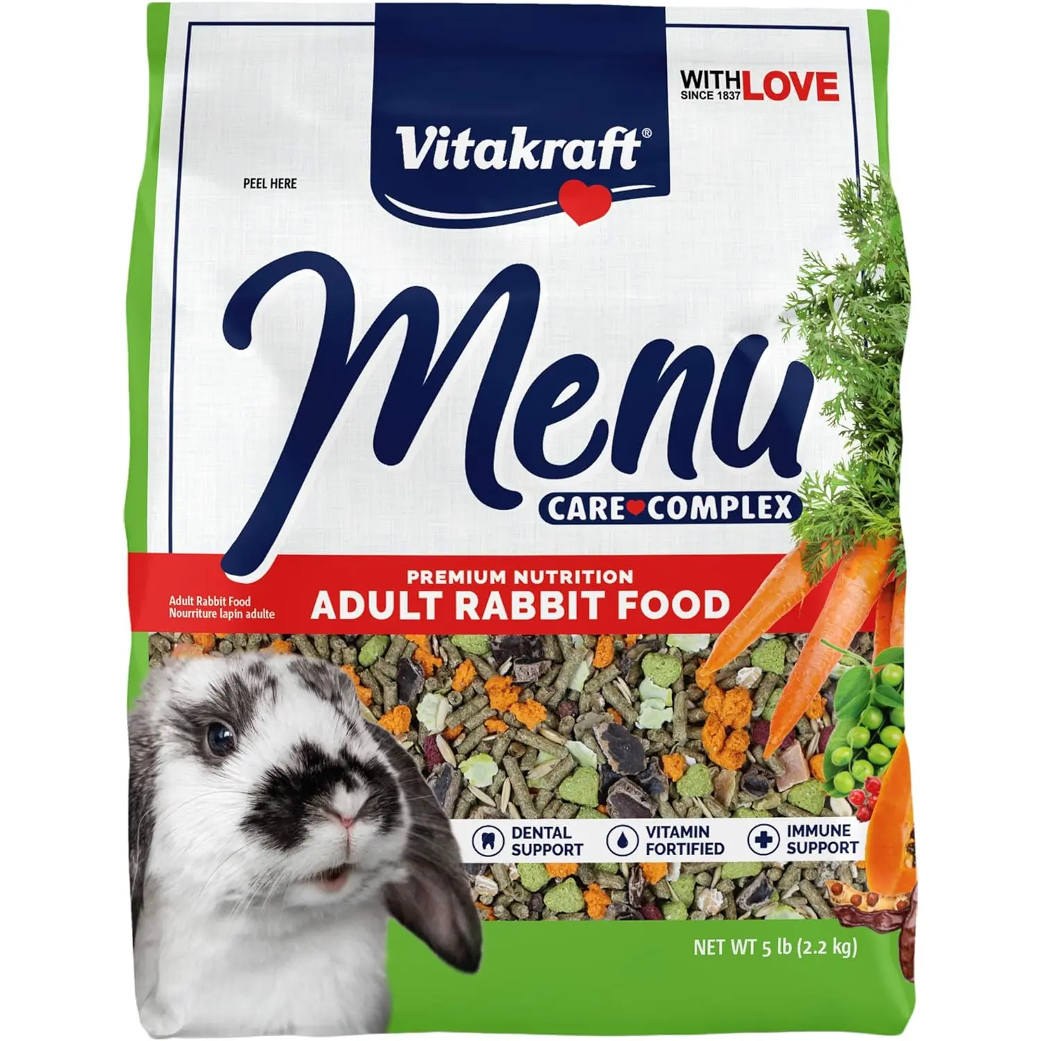 Vitakraft Menu Premium Rabbit Food - Alfalfa Pellets Blend - Vitamin and Mineral Fortified, Carrots,Greens,Grains,Fruits, 5 Lb