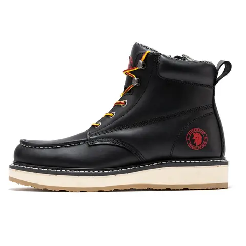 ROCKROOSTER Magnolia 6" Side-Zipper Wedge Men's Leather Work & Safety Shoes - Antimicrobial, Breathable, Closed Toe, Soft Moc Toe, Lightweight, Stylish, Durable, SAP310 Motorbike Footwear
