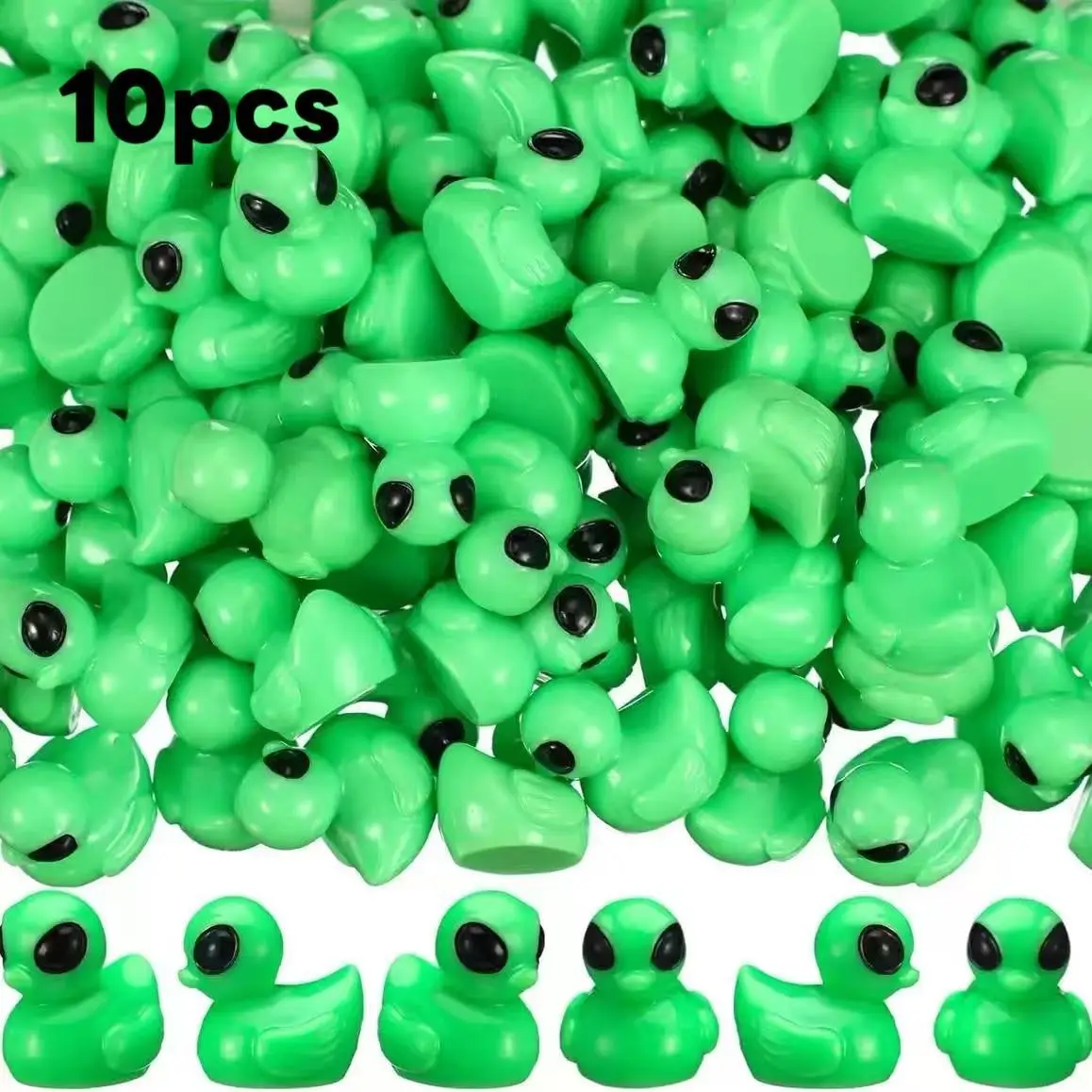 10pcs Alien Duck Figurines, Mini Ufo-Themed Resin Collectibles, Sci-Fi Fan Desk Decor, Garden or Indoor Display, Playful Design Ornaments