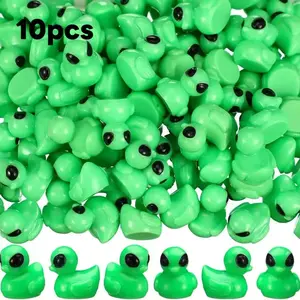 10pcs Alien Duck Figurines, Mini Ufo-Themed Resin Collectibles, Sci-Fi Fan Desk Decor, Garden or Indoor Display, Playful Design
