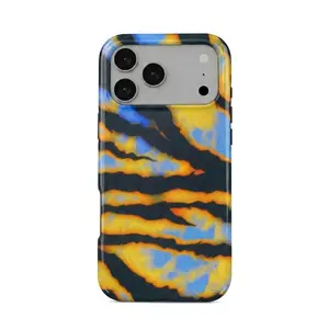 Y2K Rave Indie Sleaze Tie Dye Zebra Print iPhone 17 Pro Max Shockproof Case with Electric Psychedelic Design, Cover for Iphone 17 Promax, 16 Promax, 17 Pro, 16 Pro