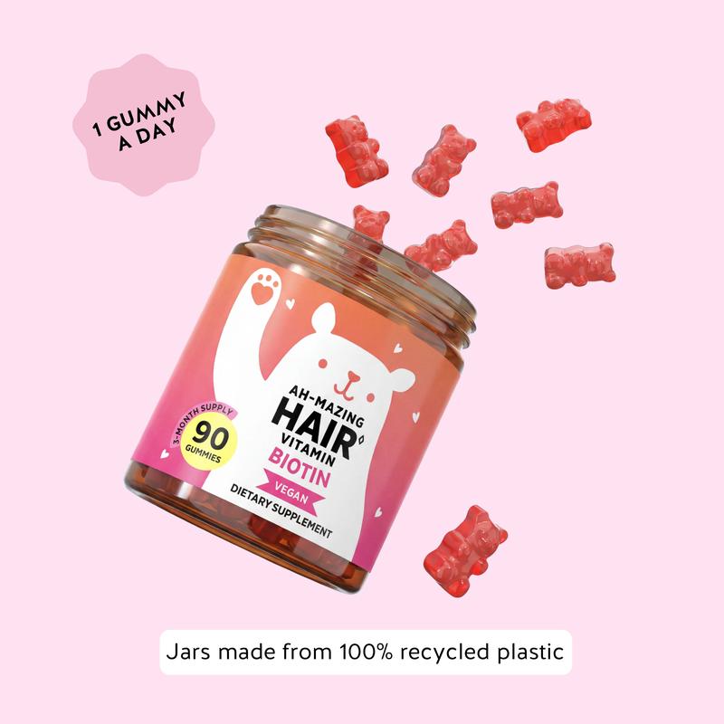 Bears with Benefits Biotin Gummies for Hair Growth, Skin & Nails –  5000 mcg Biotin + Vitamins C & E + Zinc - 30 Gummies - Vegan Wild Berry Flavor - 1 Month Supply