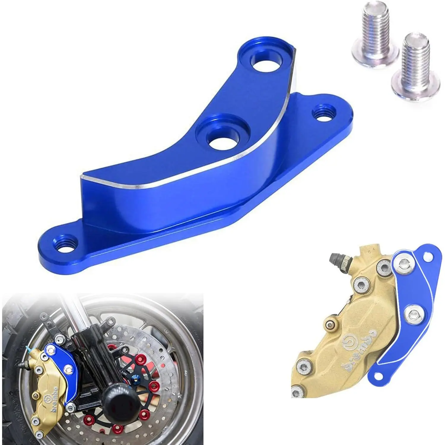 CNC-Machined T6 6061 Aluminum Front Brake Caliper Bracket for Monkey 125 (2018-2024), 220mm, High-Strength, Precision-Fit, Rust-Resistant Anodized Finish, Supports Caliper, Brembo P4 Compatible Blue Motorcycle Accessory, Durable Anodized Finish