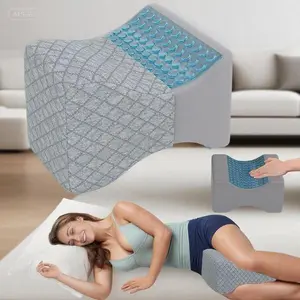 Contoured Knee Support Pillow for Side Sleepers - Memory Foam Wedge Cushion for Hip & Back Pain Relief, Cooling Gel Infused Leg Pillow for Sciatica, Ergonomic Design for Comfort, Reusable & Hypoallergenic