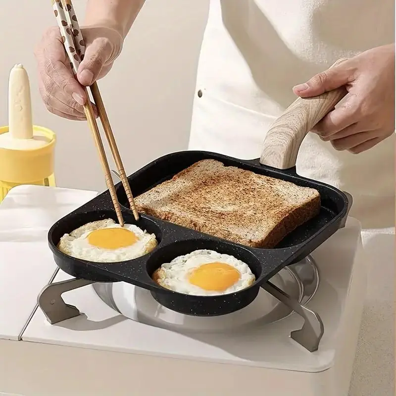 Non-stick Egg Frying Pan, Nonstick Egg Pan, Cooking Pans, 1 Count Multifunctional Aluminum Alloy Frying Pan with Handle, Breakfast Kitchen Cookware for Egg, Pancake & Steak, Grill Pan