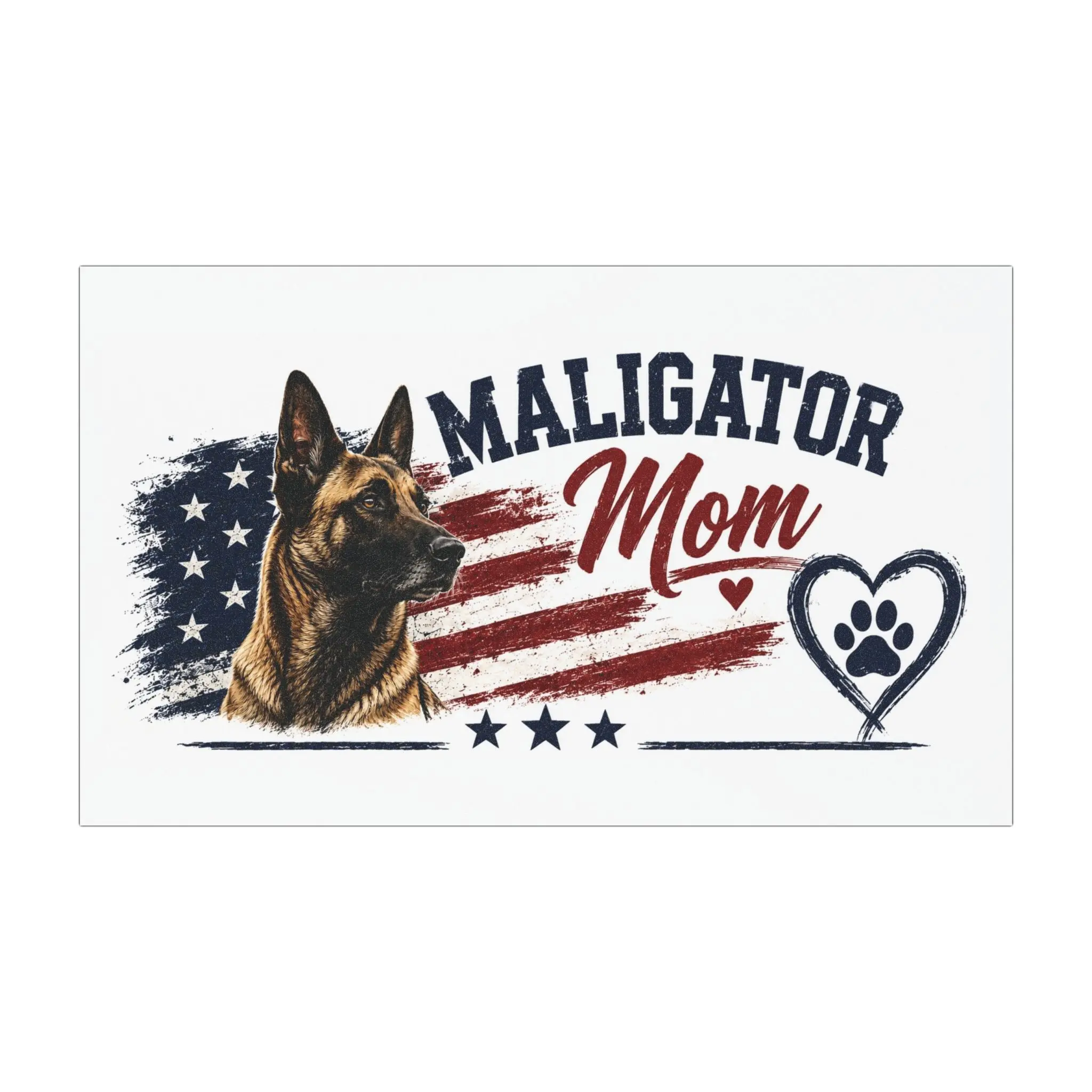 "Maligator Mom" Patriotic Flag Paw Heart Design