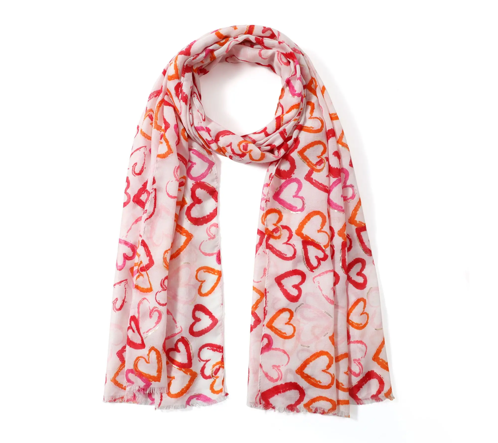 Youzey Gilded Hearts Lightweight Women's Scarf 34" x 70"