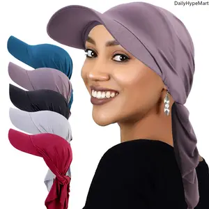 Ethnic Brim Turban Hat, Tie Back Baseball Cap, Outdoor Sun Protection