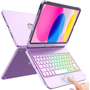 Touch Keyboard Case for iPad 10th Generation 10.9 inch 2022, 360? Rotatable for iPad 10th Generation Case with Keyboard, Multi-Touch Backlit Keyboard for iPad 10th Generation,Purple