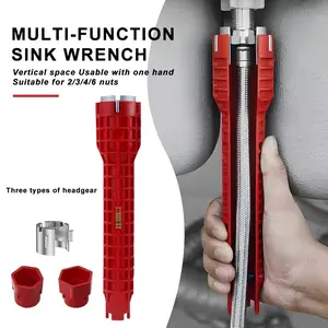 14 in 1 Sink Faucet Wrench, Multifunction Double-Head Pipe Wrench with Anti-Slip Handle for Kitchen and Bathroom Faucet Installation, Water Pipe Repair, Plumber Tools, Basin Nut Removal, and Household Maintenance Work, Multifunctional Wrench