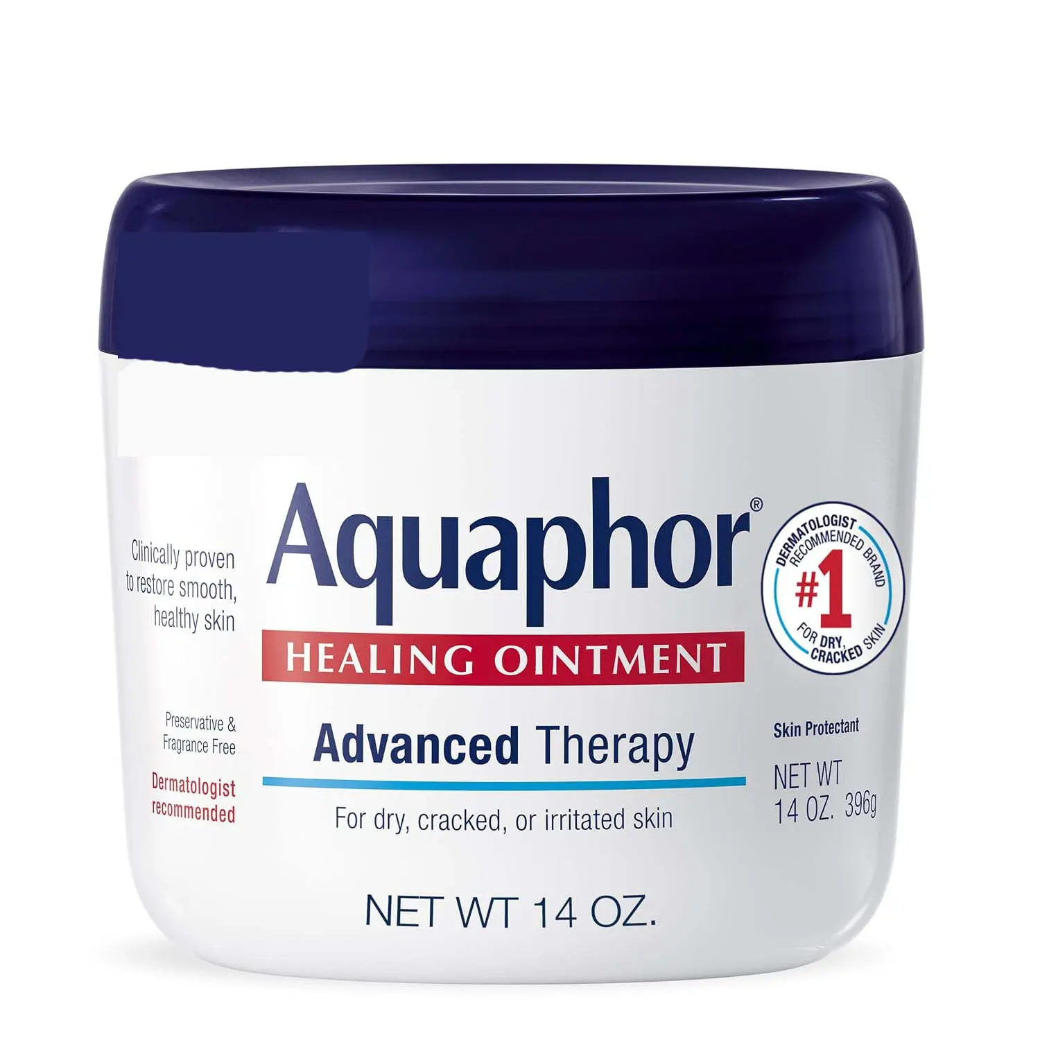 Aquaphor Advanced Therapy Healing Ointment Skin Protectant, 14 OZ | Clinically Proven Skin Protectant Moisturizer for Cracked, Irritated or Dry Skin Relief, Dye and Fragrance Free