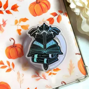 Gothic Sword Book Bat MagSafe Phone Grip, Magnetic Pop Socket Kickstand, Spooky Dark Academia Phone Holder