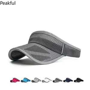 Summer Sports Sun Hats Men's Cap Adjustable Visor Uv Protection Empty Top Tennis Running Sunscreen Mesh Brim