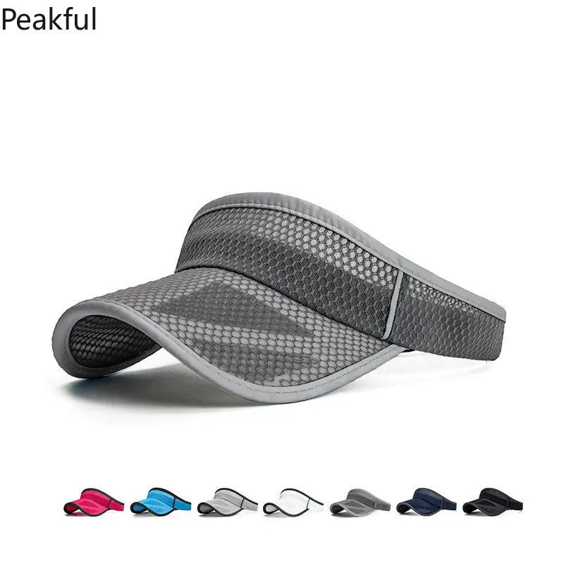Summer Sports Sun Hats Men's Cap Adjustable Visor Uv Protection Empty Top Tennis Running Sunscreen Mesh Brim