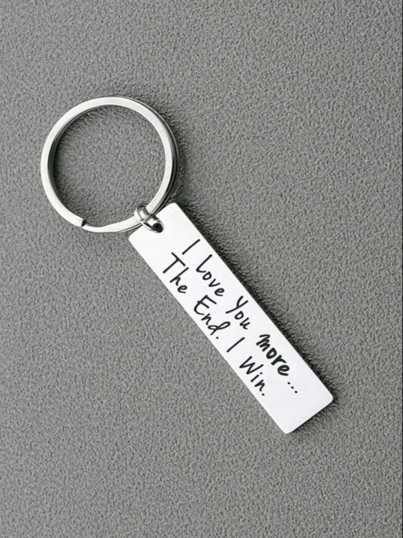 I Love You More... The End. I Win., Romantic Couple Declaration Design, Stylish Keychain, Zinc Alloy Keychain, Perfect for Bags or Car Keys, Cute Competition Accessory