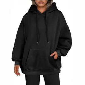 2025 Autumn New Oversized Drop-Shoulder Sleeve Women's Hooded Fleece-lined Women's Sweater