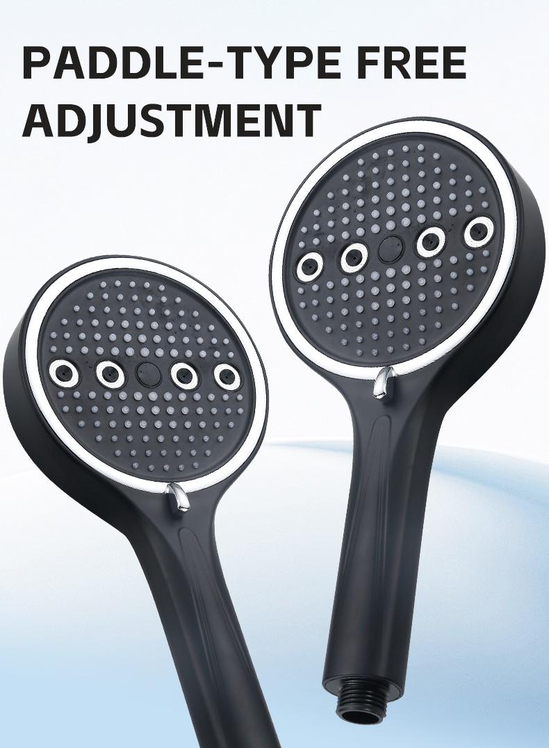 High Pressure Handheld Shower Head Combo, 5.12 Inch Rain Showerhead with 6 Spray Modes, Long Hose & Holder, Wall-Mounted Bath System, Polished/Matte Black, Works Great with Low Water Pressure, Ideal for Modern Bathroom Showers