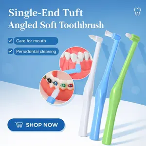 End Tuft Toothbrush - Soft Fine Bristles | Braces-Specific Design, Precise Cleaning for Hard-to-Reach Spots, Teeth & Gums Care