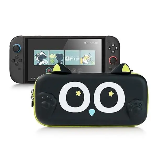 GeekShare Switch 2 Carrying Case, Hardshell Storage Bag with Game Card Slots, Portable Travel Case Compatible with Switch 2 (2025) Console and Game Accessories - The Hei Series, Cute, Eva, Pu