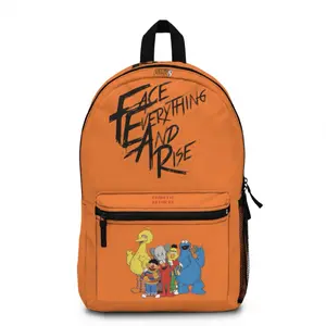 Erratic Artistry Backpack - Orange Face Everything and Rise Design with Character Print for Everyday Use