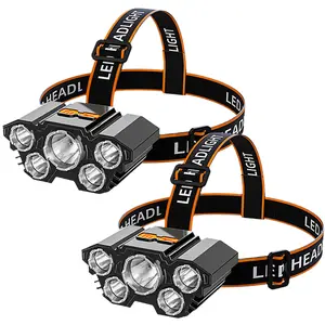 2 Pack Rechargeable LED Headlamp, Waterproof Head Light with 4 Modes, Adjustable Head Flashlight for Hard Hat, Camping, Hiking, Running, Outdoor Work